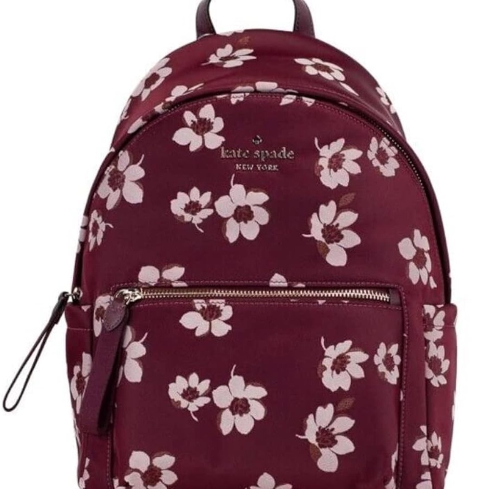 Kate Spade Red and White Backpack Floral Design